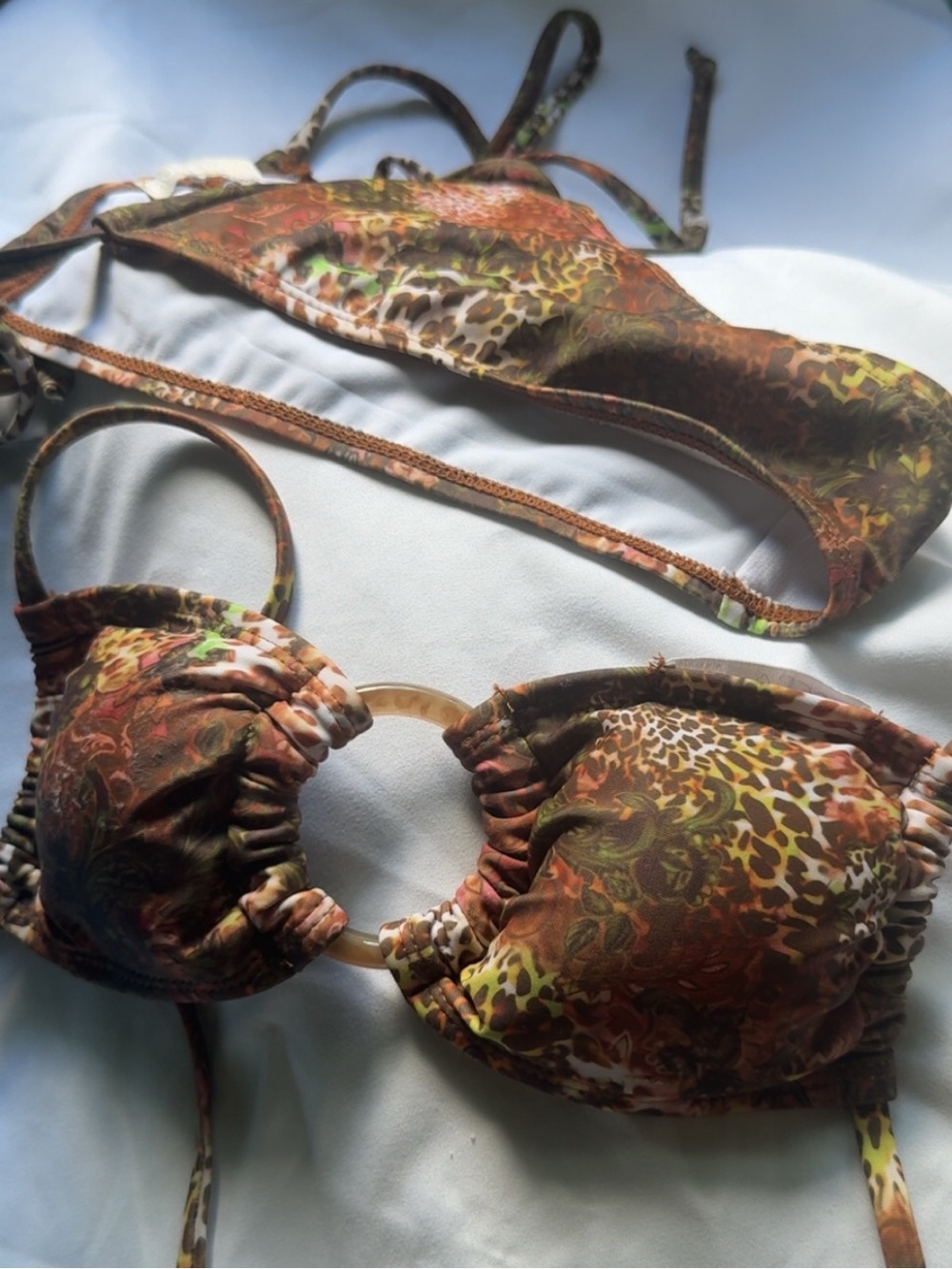 Exotic animal print ring enclosed micro bikini